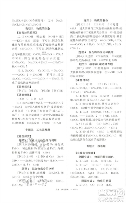 湖南师范大学出版社2023全效学习中考学练测九年级化学通用版参考答案
