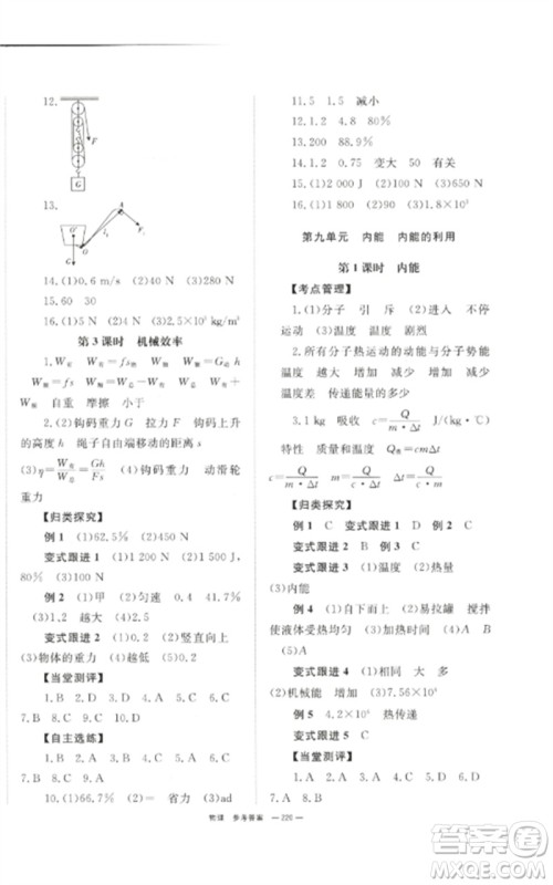 湖南师范大学出版社2023全效学习中考学练测九年级物理通用版参考答案