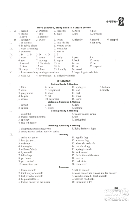 沈阳出版社2023终极学案七年级下册英语沪教版参考答案 沈阳出版社2023终极学案七年级下册英语沪教版参考答案
