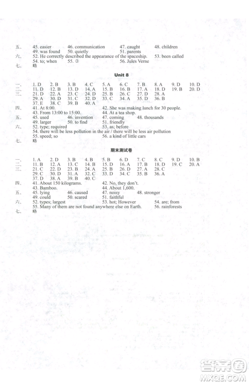 沈阳出版社2023终极学案八年级下册英语沪教版参考答案