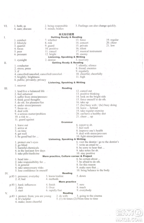 沈阳出版社2023终极学案九年级下册英语牛津深圳版参考答案 沈阳出版社2023终极学案九年级下册英语牛津深圳版参考答案