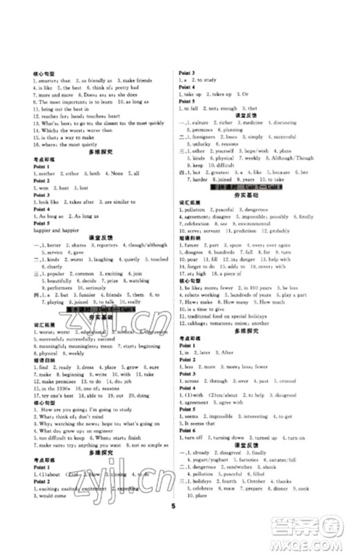 光明日报出版社2023全效学习中考学练测九年级英语人教版参考答案