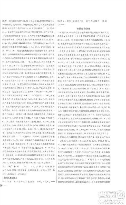 吉林人民出版社2023全科王同步课时练习九年级化学下册人教版参考答案