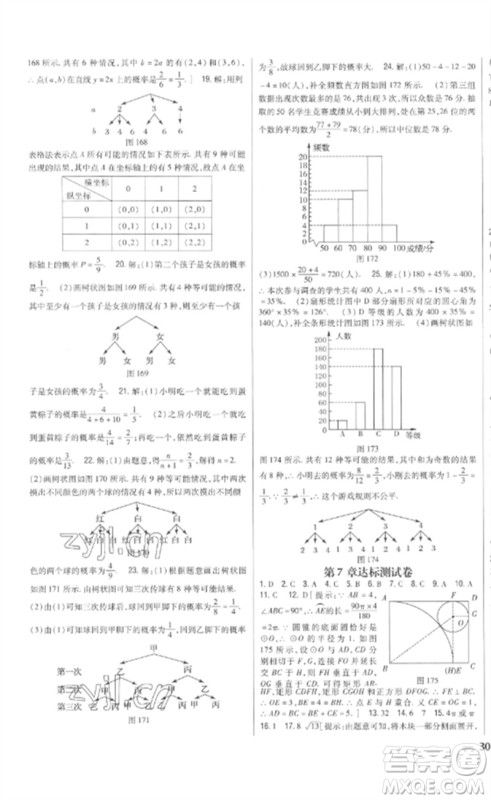 吉林人民出版社2023全科王同步课时练习九年级数学下册青岛版参考答案 吉林人民出版社2023全科王同步课时练习九年级数学下册青岛版参考答案
