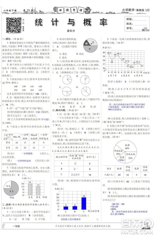 2023年春少年智力开发报六年级数学下册冀教版第39-42期答案