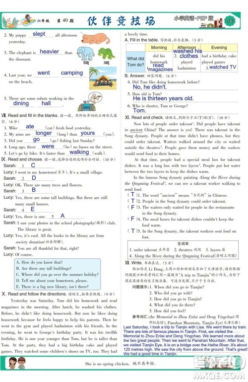 2023年春少年智力开发报六年级英语下册人教版第39-42期答案 2023年春少年智力开发报六年级英语下册人教版第39-42期答案