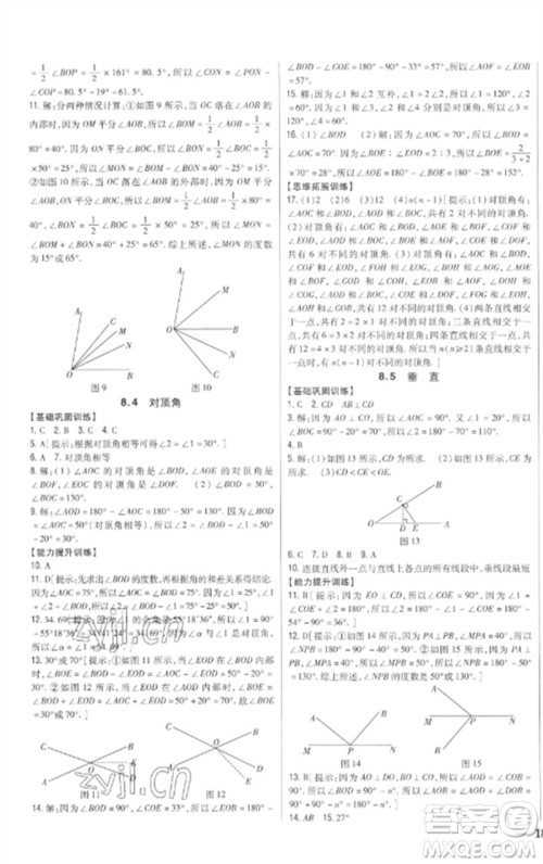 吉林人民出版社2023全科王同步课时练习七年级数学下册青岛版参考答案