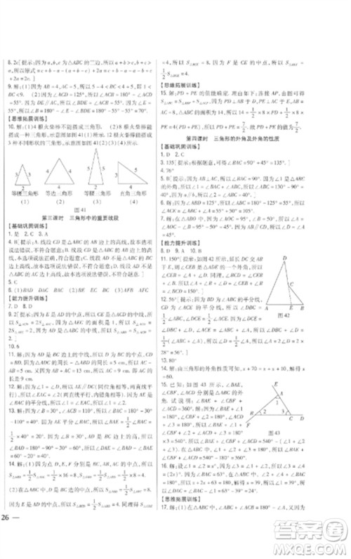 吉林人民出版社2023全科王同步课时练习七年级数学下册青岛版参考答案