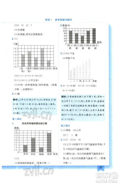 龙门书局2023黄冈小状元作业本四年级下册数学北师大版参考答案