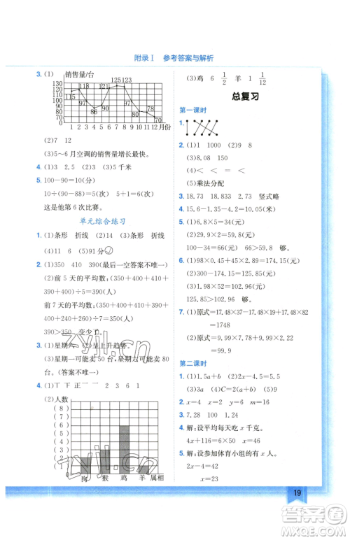 龙门书局2023黄冈小状元作业本四年级下册数学北师大版参考答案