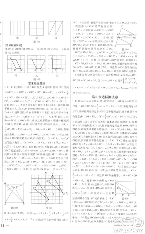 吉林人民出版社2023全科王同步课时练习八年级数学下册青岛版参考答案