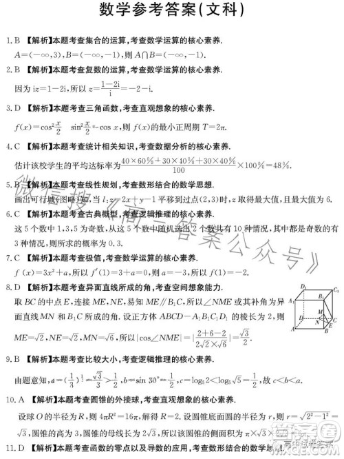 2023年金太阳高三5月联考23372C文科数学试卷答案