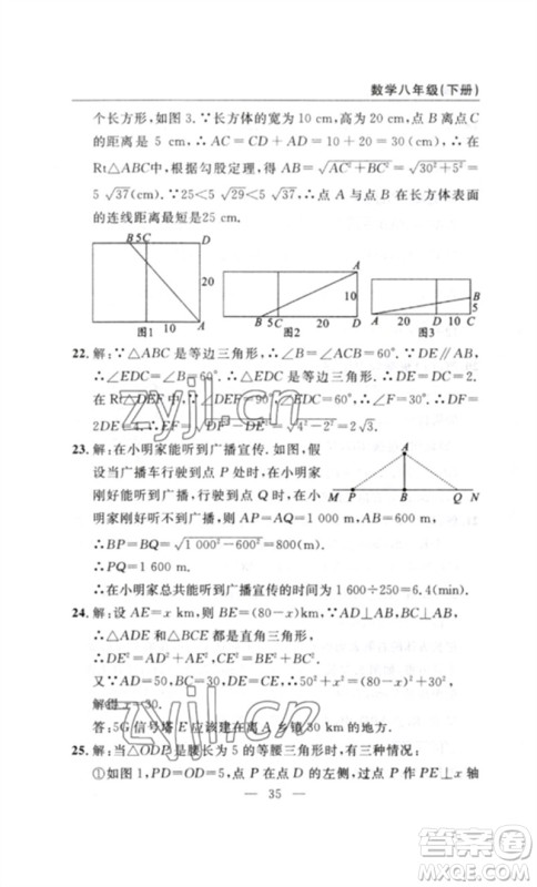 长江少年儿童出版社2023智慧课堂自主评价八年级数学下册人教版十堰专版参考答案