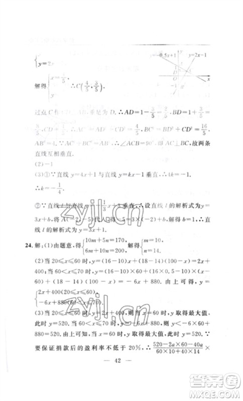 长江少年儿童出版社2023智慧课堂自主评价八年级数学下册人教版十堰专版参考答案