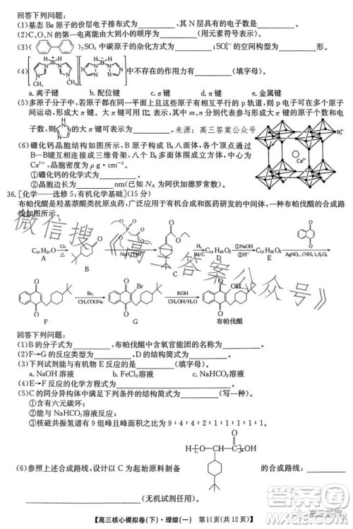 九师联盟2022-2023学年高三核心模拟卷下理科综合一答案