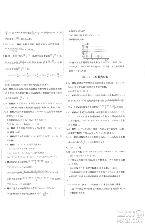 北京教育出版社2023提分教练优学导练测八年级下册数学人教版参考答案