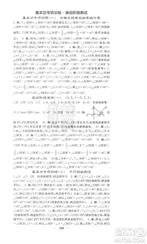 四川大学出版社2023课堂点睛七年级数学下册人教版安徽专版参考答案