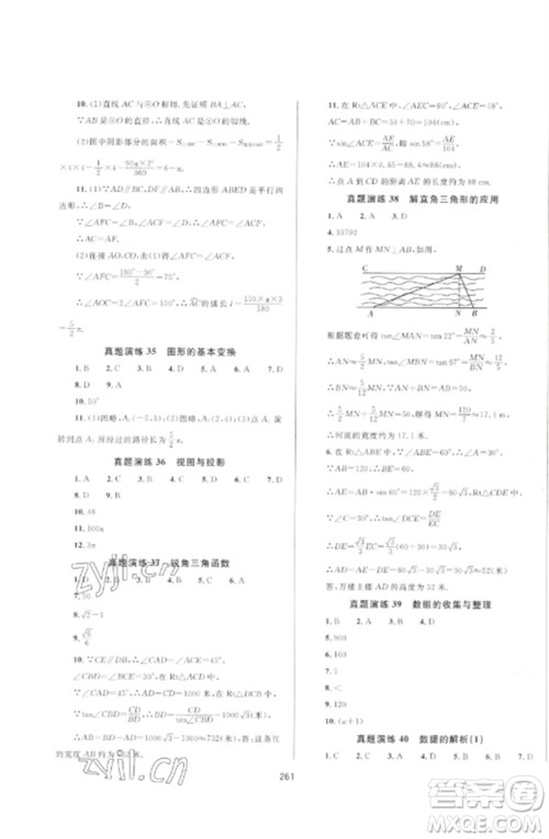 延边大学出版社2023中考先锋中考总复习九年级数学通用版参考答案 延边大学出版社2023中考先锋中考总复习九年级数学通用版参考答案