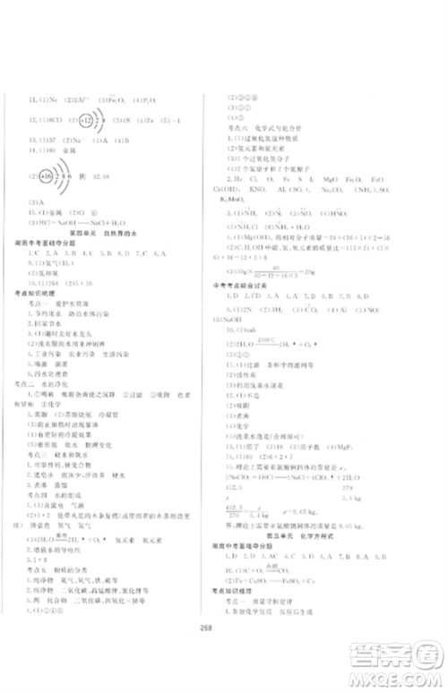 延边大学出版社2023中考先锋中考总复习九年级化学通用版参考答案