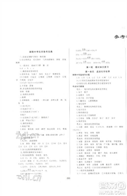 延边大学出版社2023中考先锋中考总复习九年级化学通用版参考答案