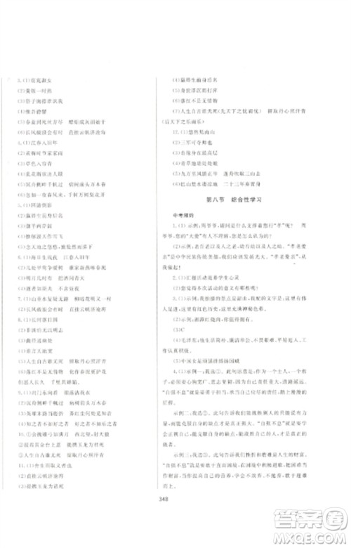 延边大学出版社2023中考先锋中考总复习九年级语文通用版参考答案 延边大学出版社2023中考先锋中考总复习九年级语文通用版参考答案
