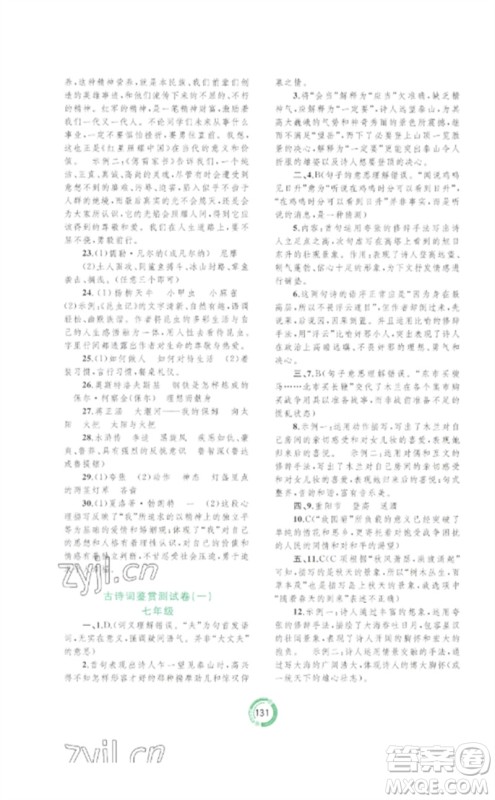 广西师范大学出版社2023中考先锋中考总复习配套测试卷九年级语文A版人教版参考答案 广西师范大学出版社2023中考先锋中考总复习配套测试卷九年级语文A版人教版参考答案