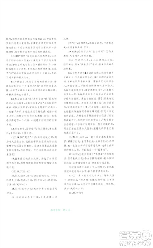 广西师范大学出版社2023中考先锋中考总复习配套测试卷九年级语文A版人教版参考答案 广西师范大学出版社2023中考先锋中考总复习配套测试卷九年级语文A版人教版参考答案