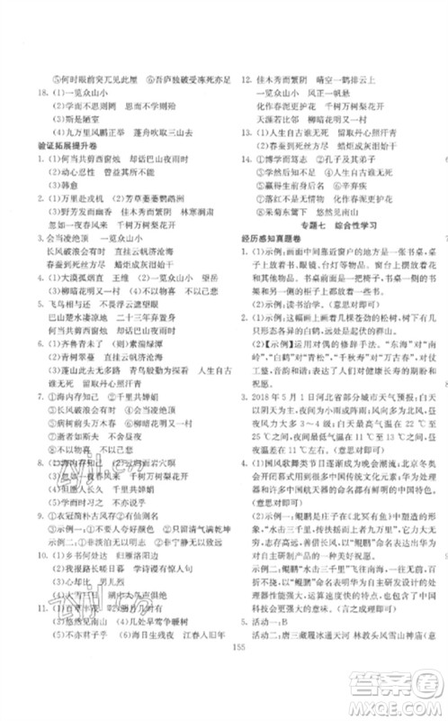 新疆文化出版社2023中考先锋初中总复习全程培优训练第一方案九年级语文通用版参考答案