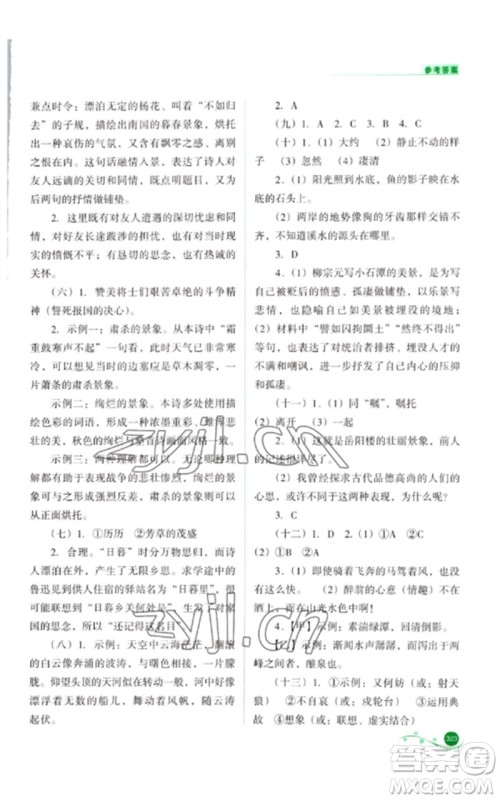 山西教育出版社2023中考复习指导与优化训练九年级语文通用版参考答案