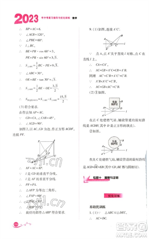 山西教育出版社2023中考复习指导与优化训练九年级数学通用版参考答案 山西教育出版社2023中考复习指导与优化训练九年级数学通用版参考答案