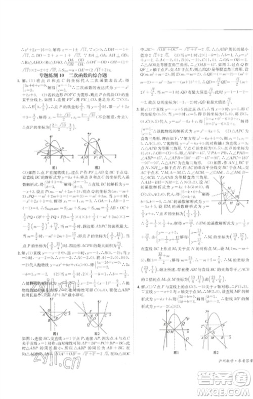 长江出版社2023中考复习总动员九年级数学通用版泸州专版参考答案