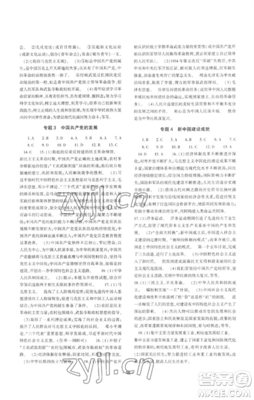 大象出版社2023中考复习精讲与测试九年级历史通用版参考答案