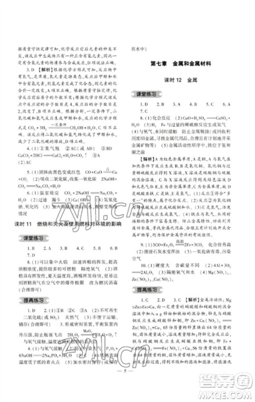 大象出版社2023中考复习精讲与测试九年级化学通用版参考答案 大象出版社2023中考复习精讲与测试九年级化学通用版参考答案