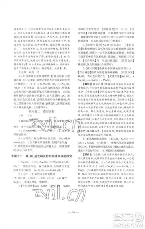 大象出版社2023中考复习精讲与测试九年级化学通用版参考答案 大象出版社2023中考复习精讲与测试九年级化学通用版参考答案