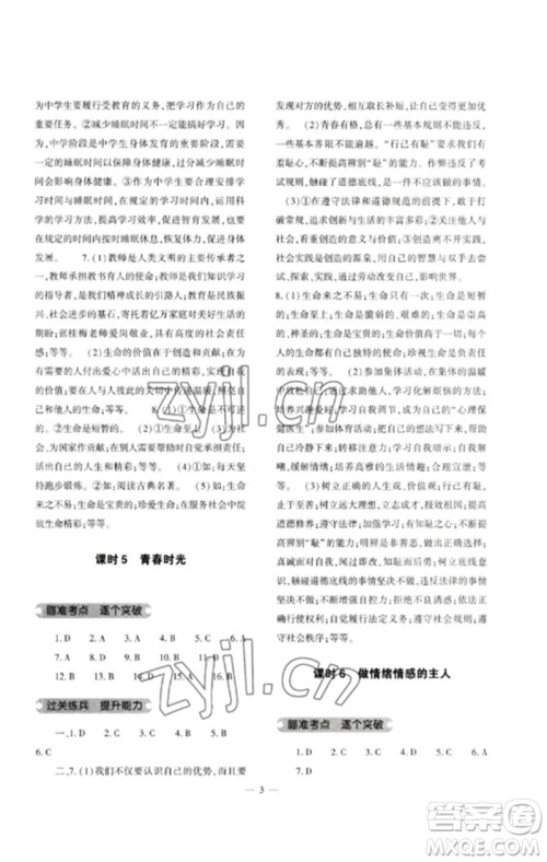 大象出版社2023中考复习精讲与测试九年级道德与法治通用版参考答案