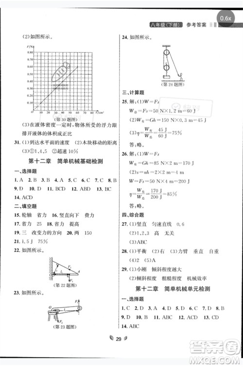 延边大学出版社2023点石成金金牌夺冠八年级物理下册人教版大连专版参考答案