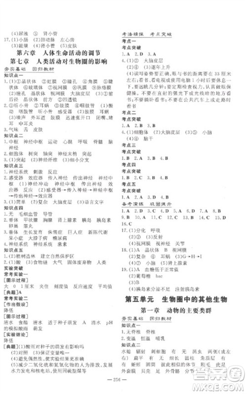 陕西人民教育出版社2023中考总复习导与练九年级生物学人教版参考答案 陕西人民教育出版社2023中考总复习导与练九年级生物学人教版参考答案