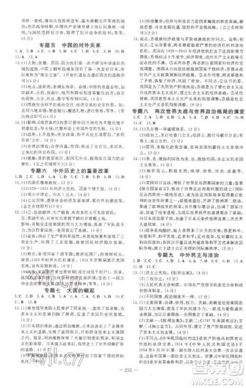 陕西人民教育出版社2023中考总复习导与练九年级历史人教版参考答案