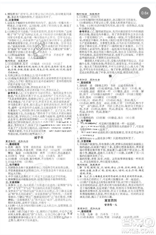 陕西人民教育出版社2023中考总复习导与练九年级语文人教版参考答案