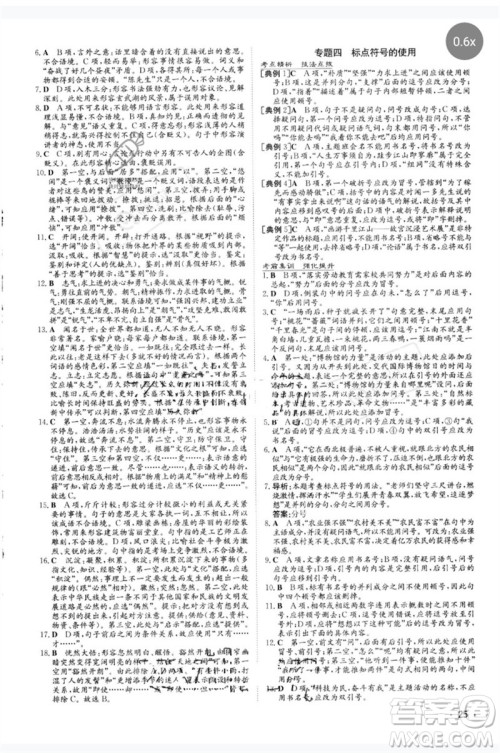 陕西人民教育出版社2023中考总复习导与练九年级语文人教版参考答案