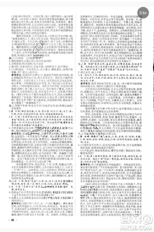 陕西人民教育出版社2023中考总复习导与练九年级语文人教版参考答案