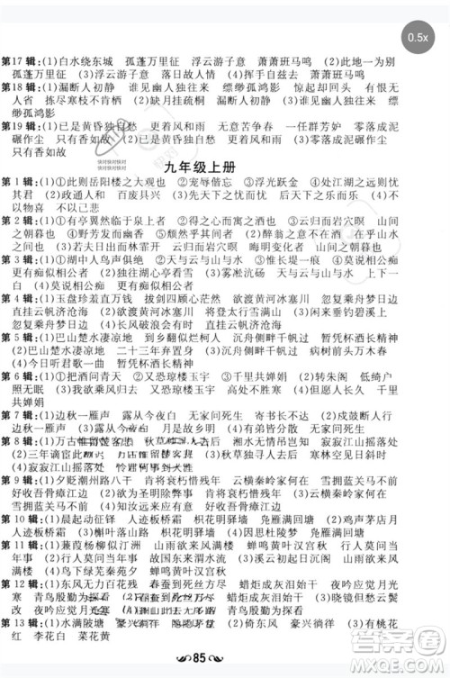 陕西人民教育出版社2023中考总复习导与练九年级语文人教版参考答案