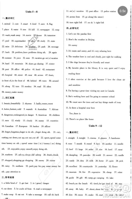 陕西人民教育出版社2023中考总复习导与练九年级英语精讲册人教版参考答案