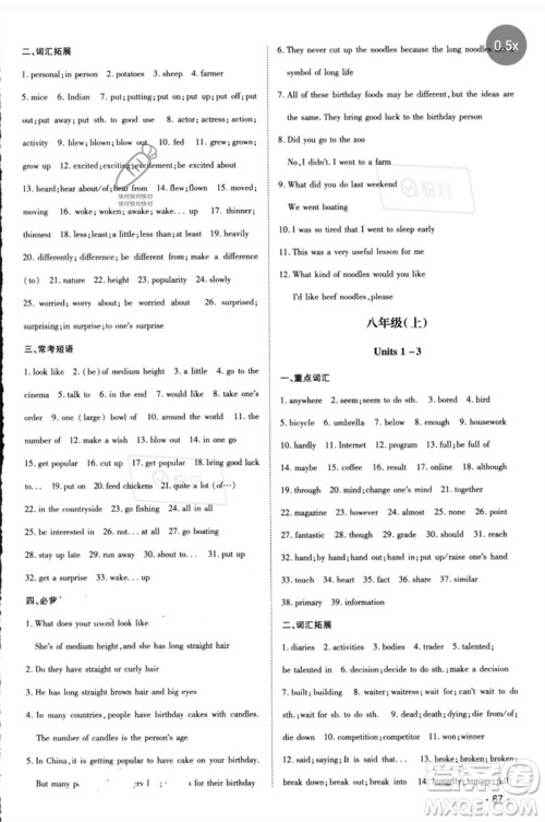 陕西人民教育出版社2023中考总复习导与练九年级英语精讲册人教版参考答案