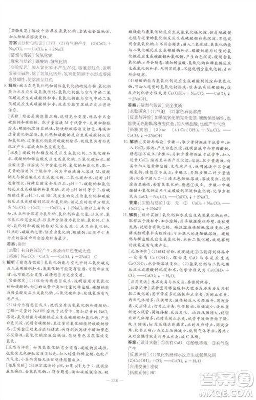 陕西人民教育出版社2023初中总复习导与练九年级化学通用版包头专版参考答案