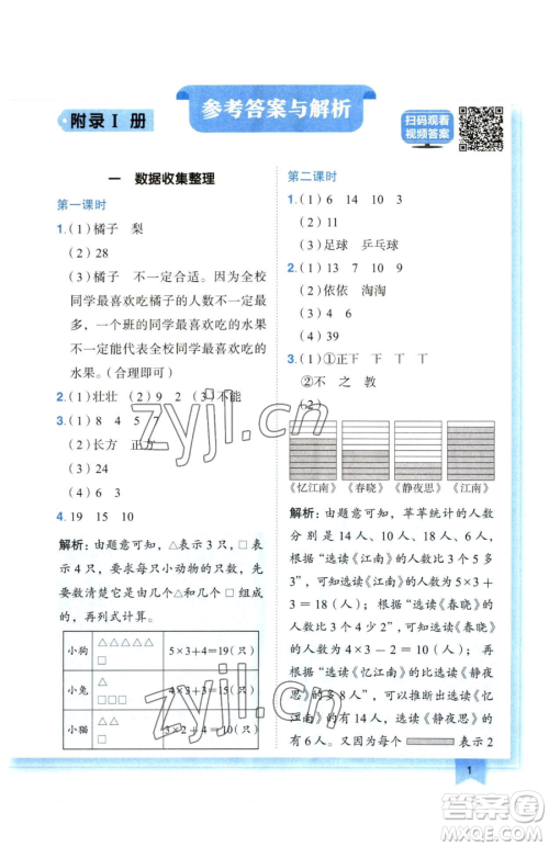 龙门书局2023黄冈小状元作业本二年级下册数学人教版广东专版参考答案