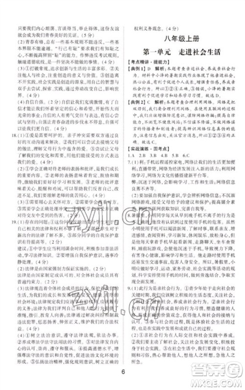 山东科学技术出版社2023初中总复习手册九年级道德与法治通用版参考答案 山东科学技术出版社2023初中总复习手册九年级道德与法治通用版参考答案