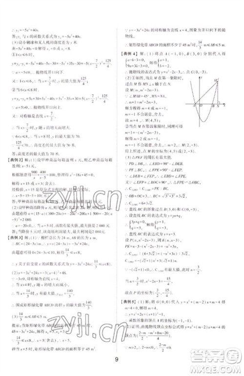 山东科学技术出版社2023初中总复习手册九年级数学通用版参考答案