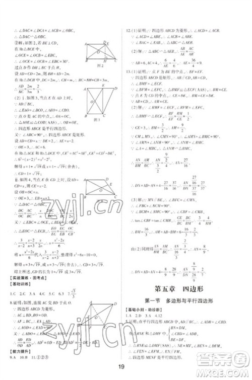 山东科学技术出版社2023初中总复习手册九年级数学通用版参考答案