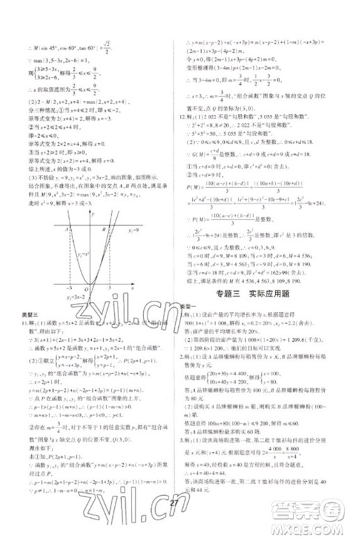 山东科学技术出版社2023初中总复习手册九年级数学通用版参考答案